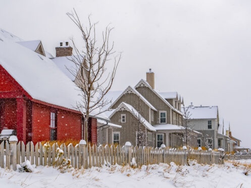 Snow covered roofs in Seattle